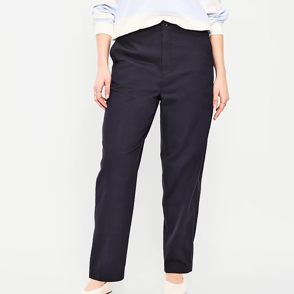 Old Navy High-Rise OG Chino Pants Size L Tall Black Cotton Tapered Straight Leg